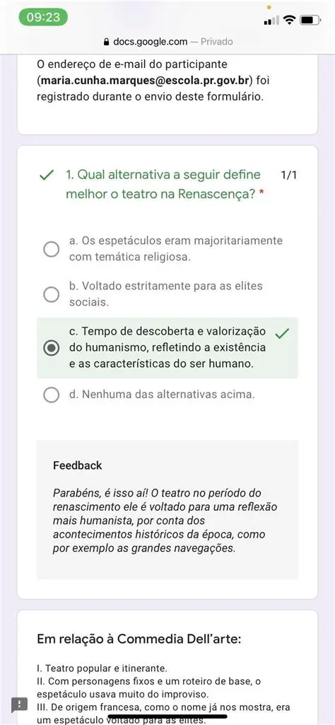 Alternativas corretas para as frases