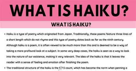 Characteristics of a Haiku