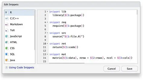 Create and edit code snippets