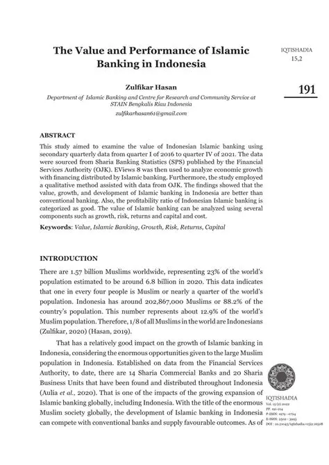 Effect of Efficiency and Risk on the Financial Performance of Islamic Banking in Indonesia