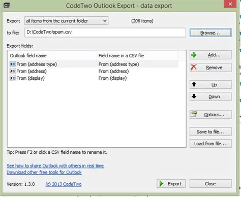 Key Features of CodeTwo Outlook Export