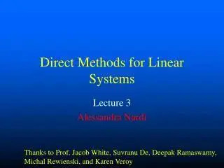 Methods for Solving Linear Systems