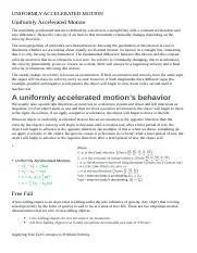 Understanding Uniformly Accelerated Motion