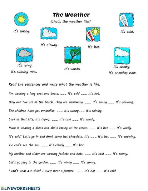 Weather Liveworksheets: Interactive Learning for Meteorology Enthusiasts